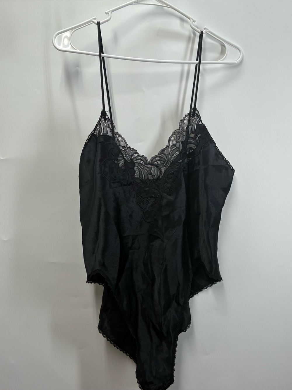 Vintage 90s Natori Medium Black Lace Teddy One Piece Adjustable Bodysuit Sexy